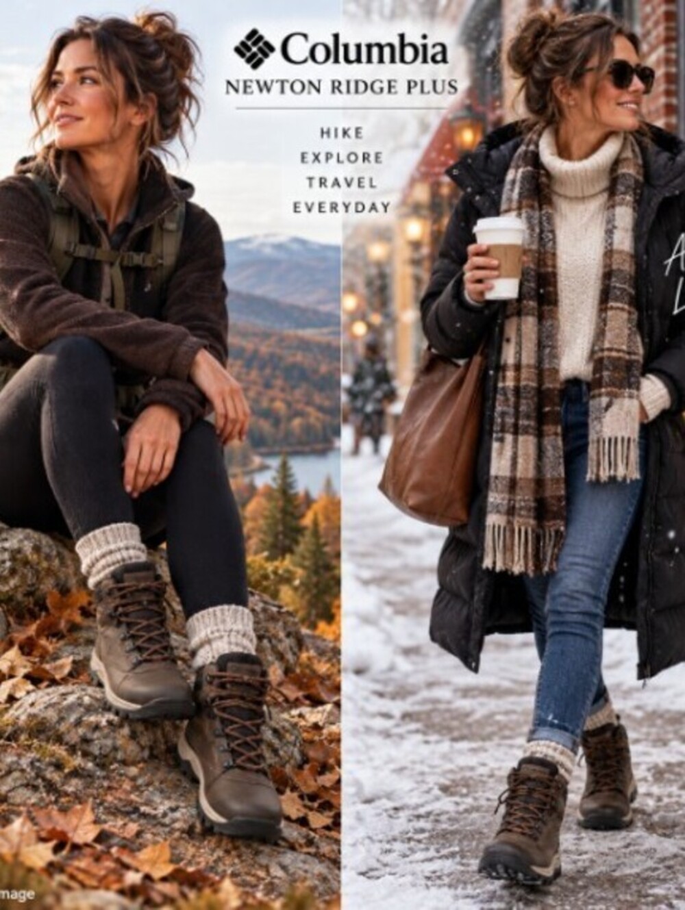 Columbia Newton Ridge Plus Women's 7 Waterproof Leather Hiking Boots Brown Snow